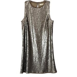 Sugarlips Women Shimmering Sequin Mini Racer back Sleeveless Silver Dress Size L